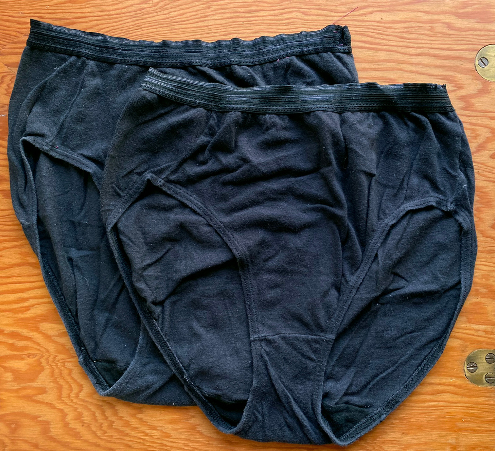 2 Pairs Vintage L’Eggs Leggs Cotton Panties Briefs Size 6 M Black