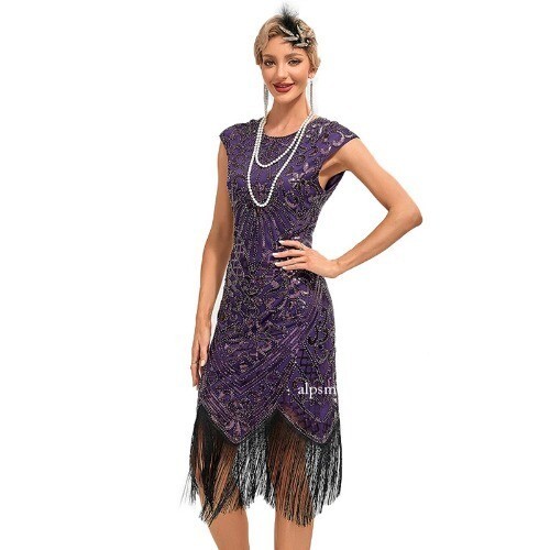30S Flapper Dresses 1920s Vintage Dress Summer Fringe Beaded Great Gatsby Party