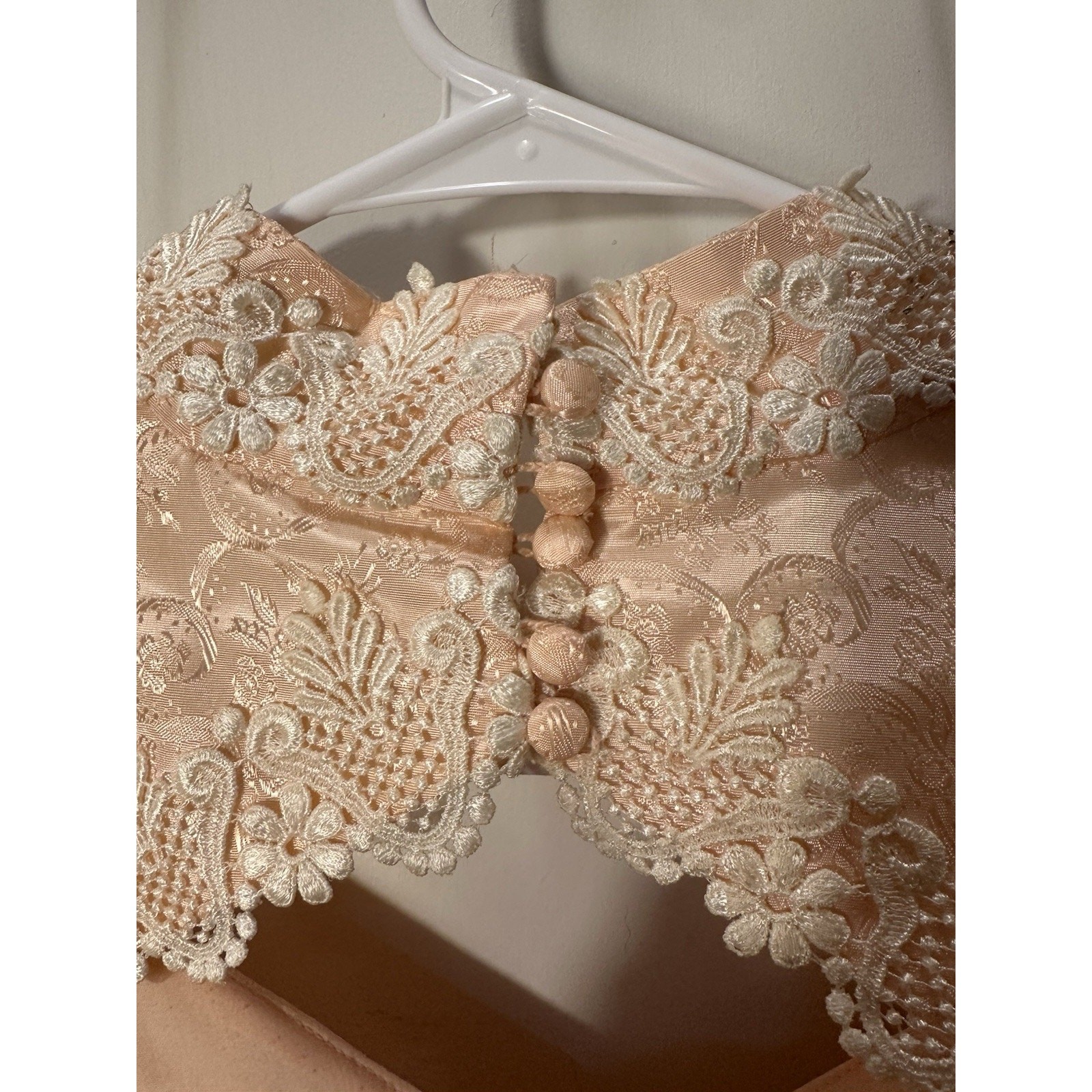 Vtg Women’s Prairie Cottagecore Little Bo Peep Dress Pink Lace puffy sleeves
