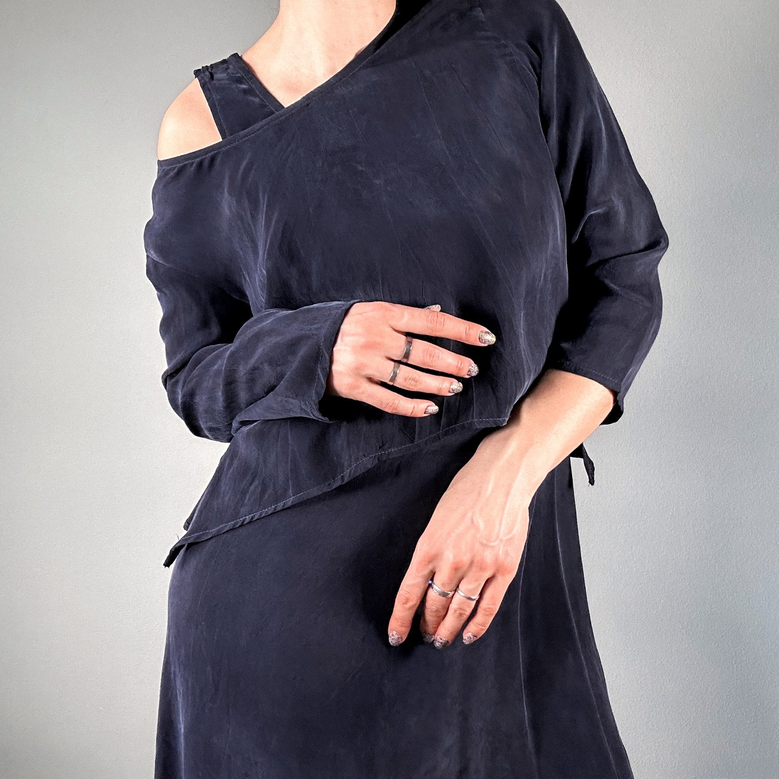 Vintage Rabbit Design Brushed Rayon Blue Dress with Over Top Size 4