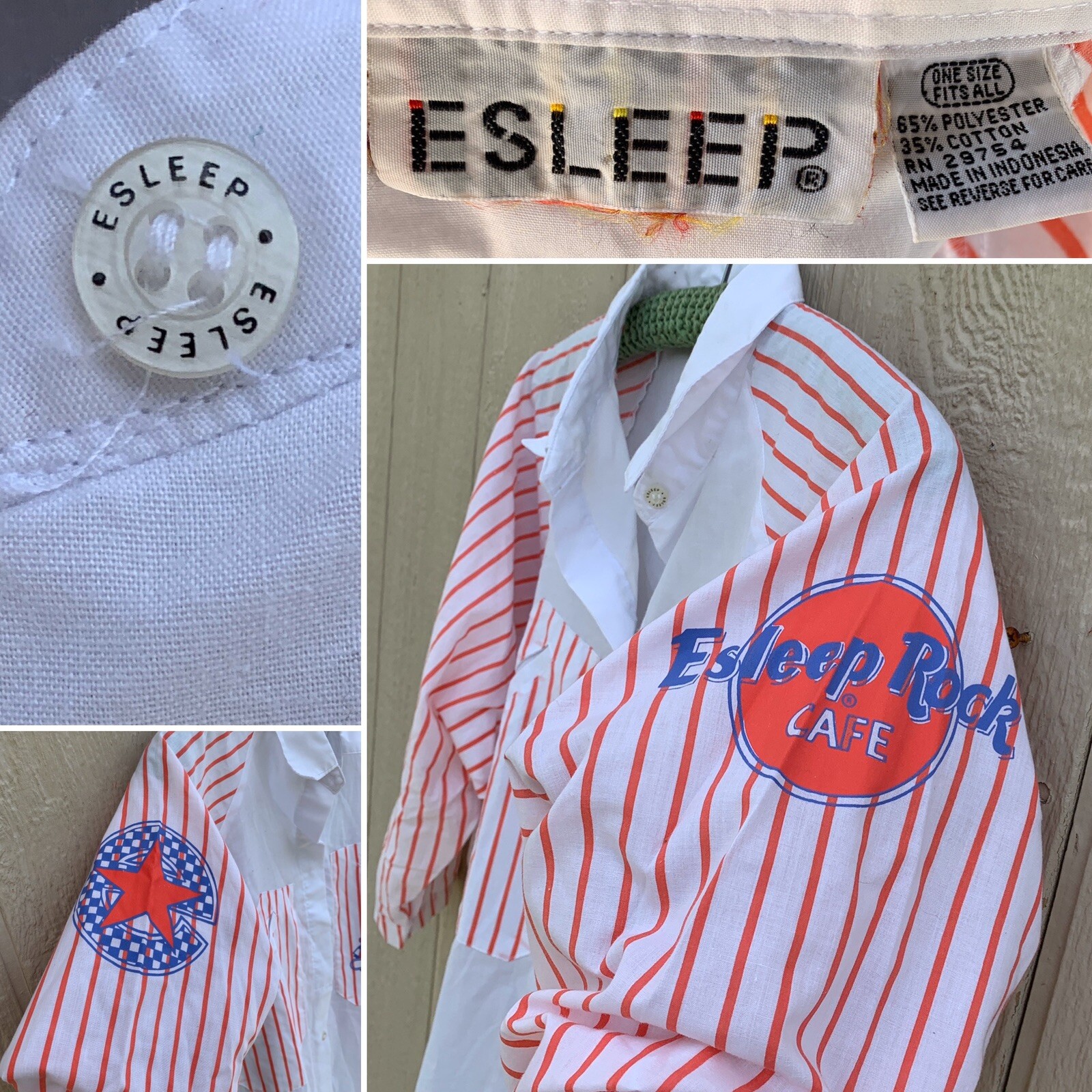 Vintage ESLEEP Nightshirt COP Club Of Pajamas Esleep Rock Cafe 1980s 1990s