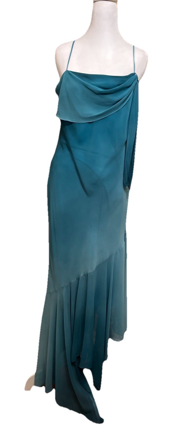 True Vintage Y2K Slip Dress Ombré BiasCut Cowl Neck Flutter Hem Fairy Grunge Lg