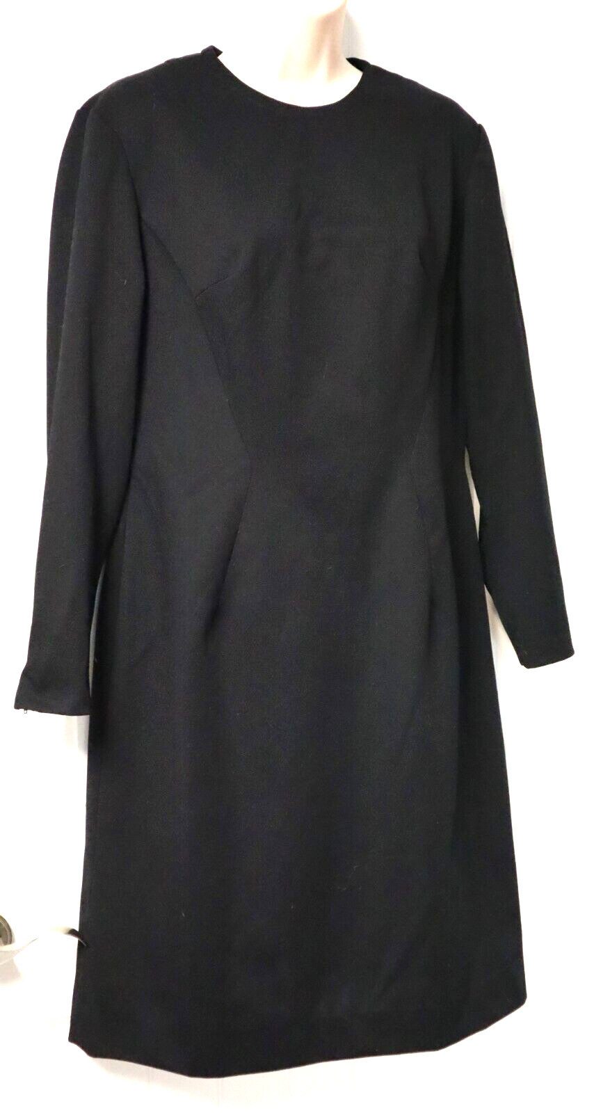 Vintage 60s long sleeve black dress (no size) check measurements