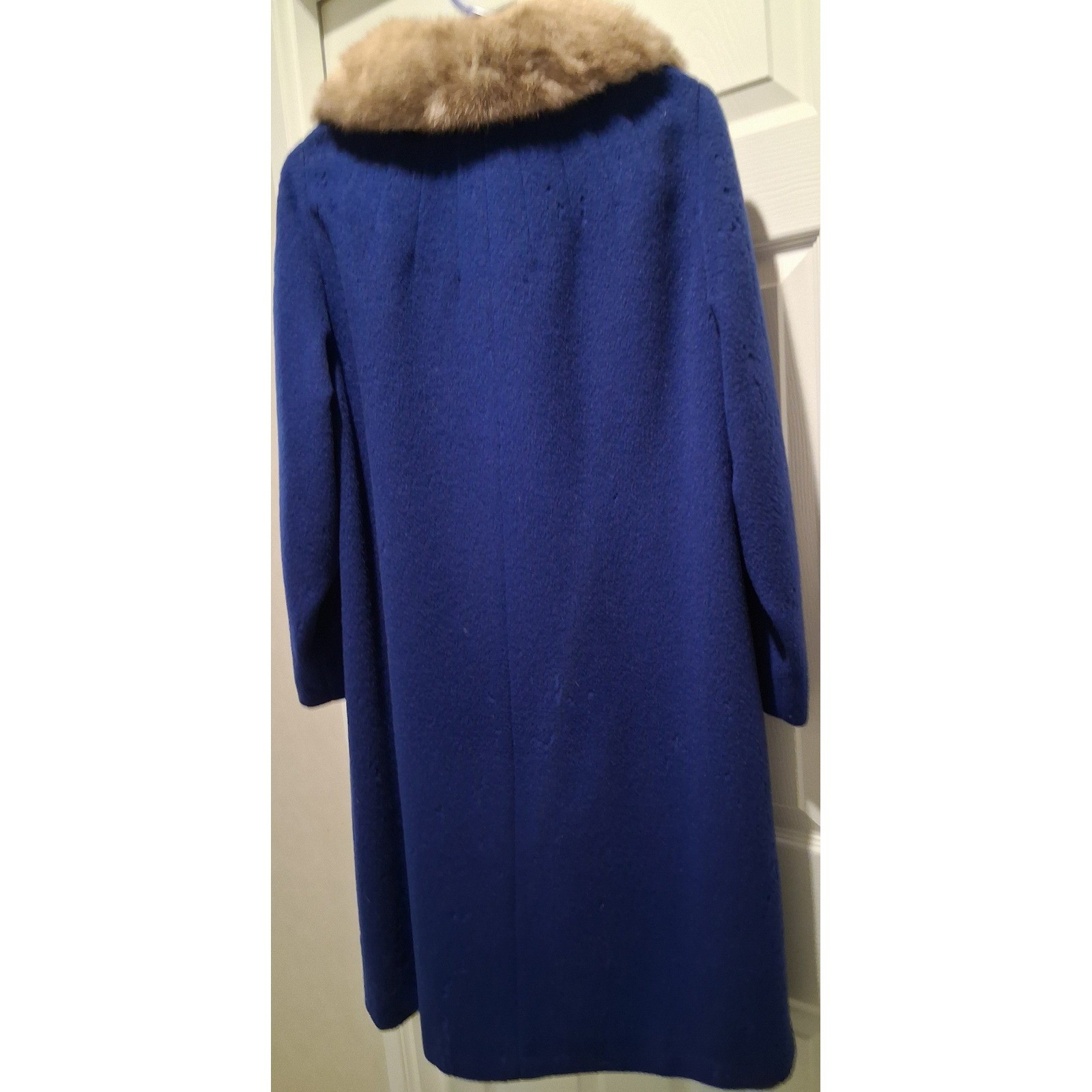 Vintage Forstmann Wool Coat Royal Blue Mink Fur Collar