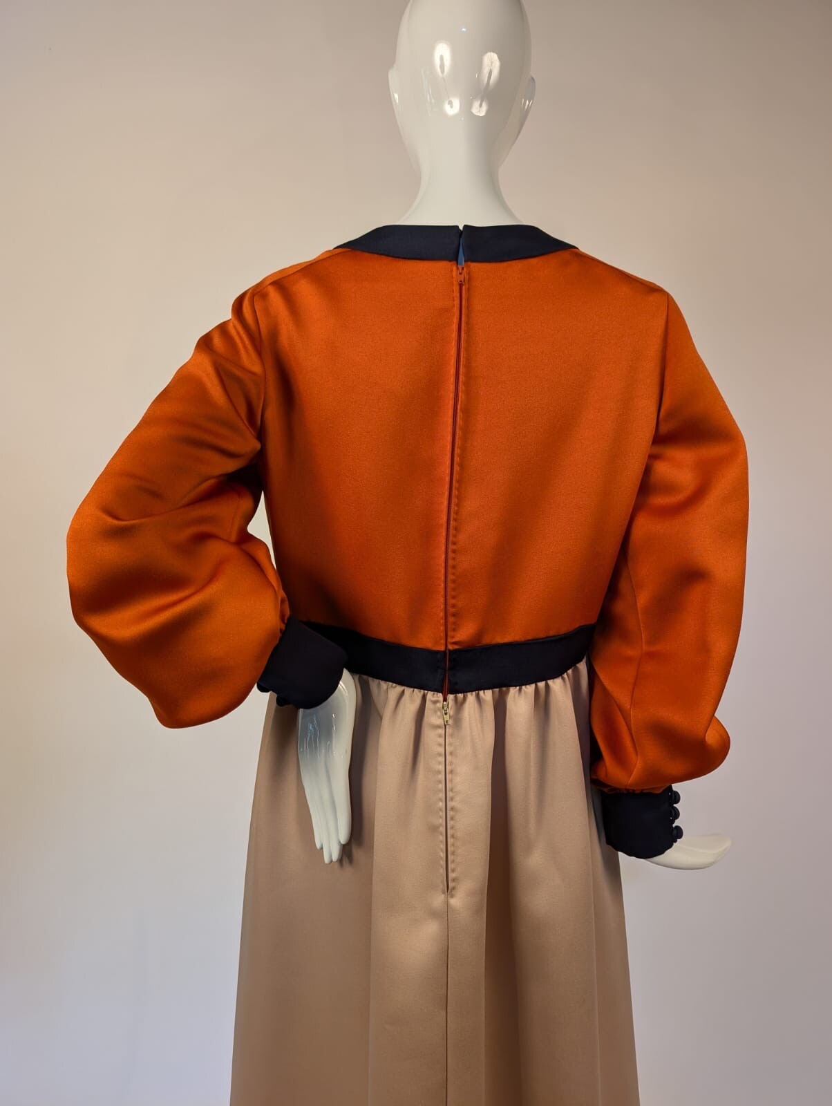 VINTAGE 1970’S DESIGNER GEOFFREY BEENE BOUTIQUE TRI TONE LONG MAXI DRESS