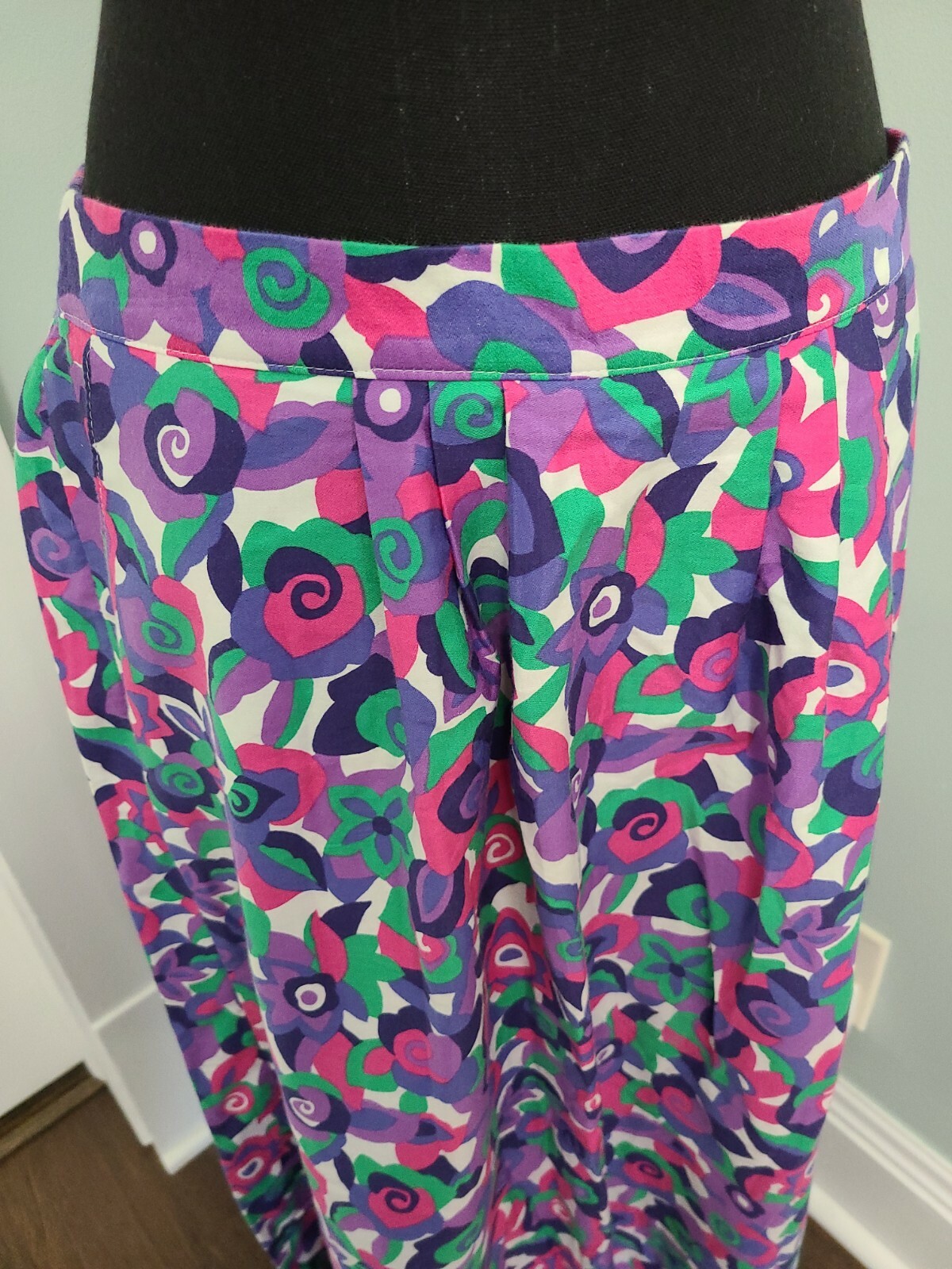 Vintage Portraits by Northern Isles Midi Skirt Bright Floral Print Womens Sz 12