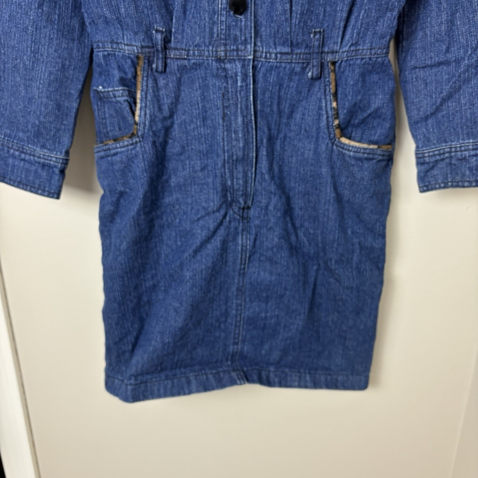 Vintage 80s Womens 4P Denim Dress Retro Western Leopard Cowgirl Festival Concert