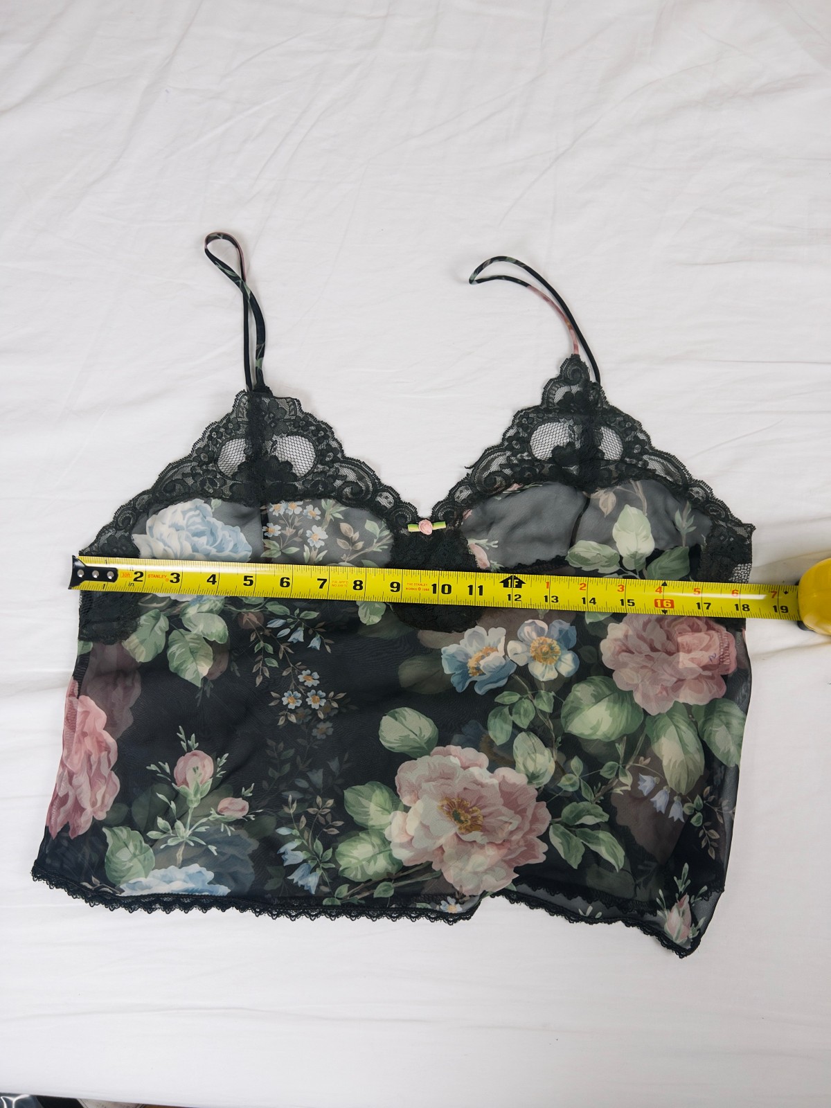 Vintage 80s Indulgence Sheer Lingerie Slip Camisole Best Fit S/M Romantic Floral