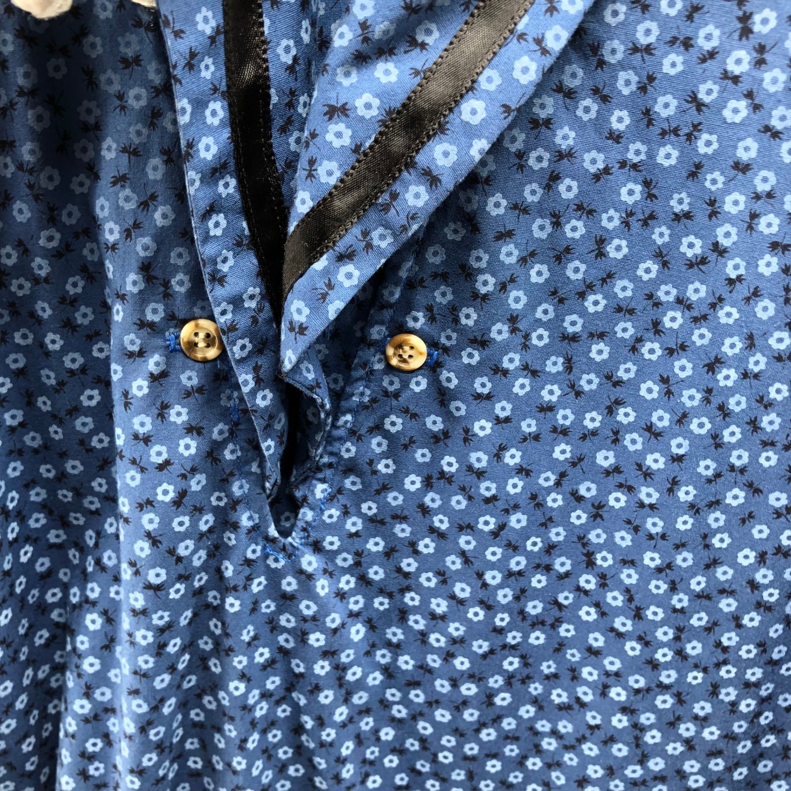 VTG Norman Shirtmakers Nightgown 12 Sailor Collar Drop Waist Dress Blue Floral