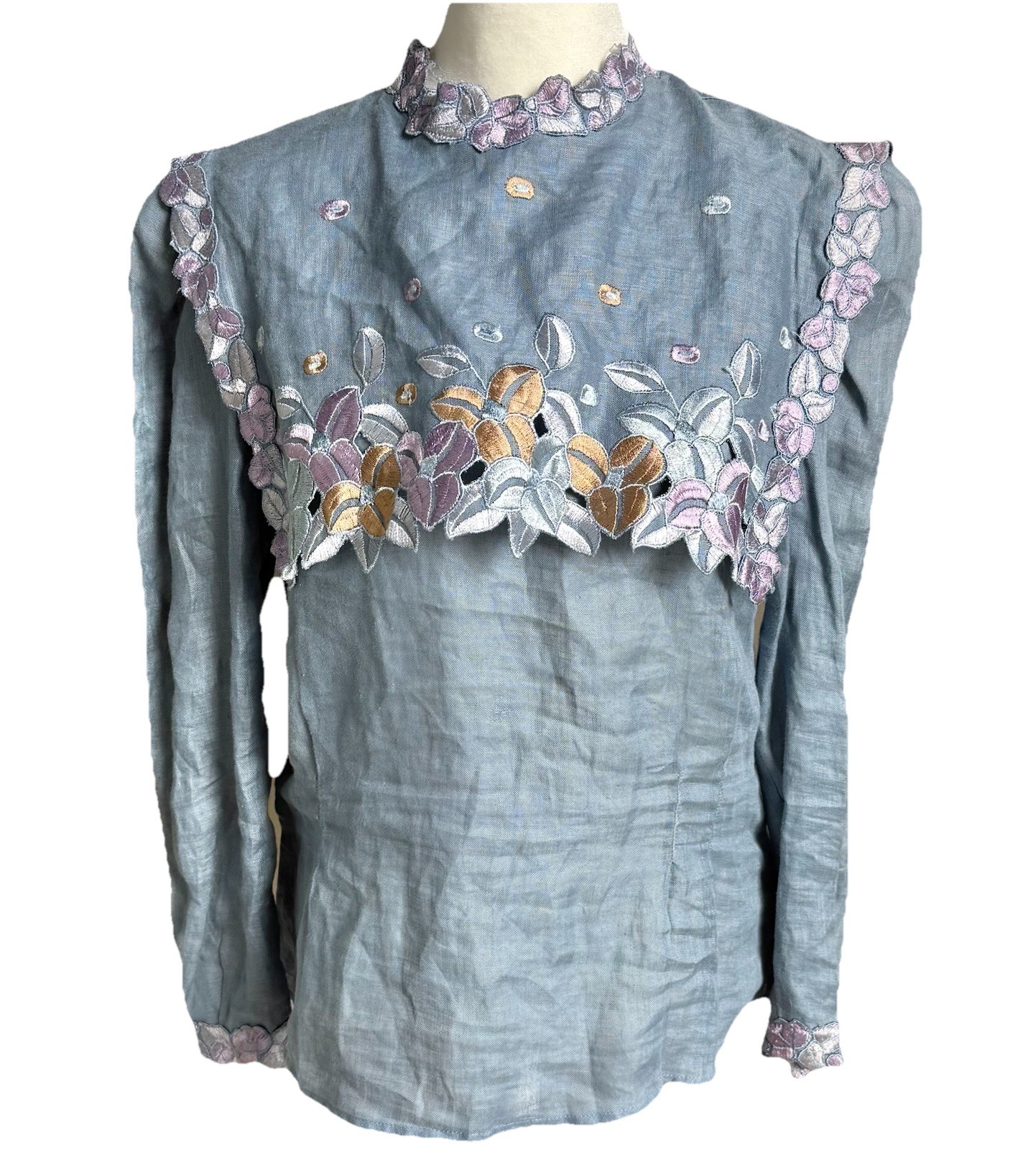 Vintage Edwardian Revival Cloak of Many Colors Liberty & Lucrezia Blouse, Size 8