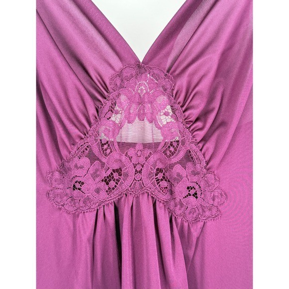 Vintage Whimsigoth Slip Maxi Dress Purple Lace Babydoll High Center Slit M Witch