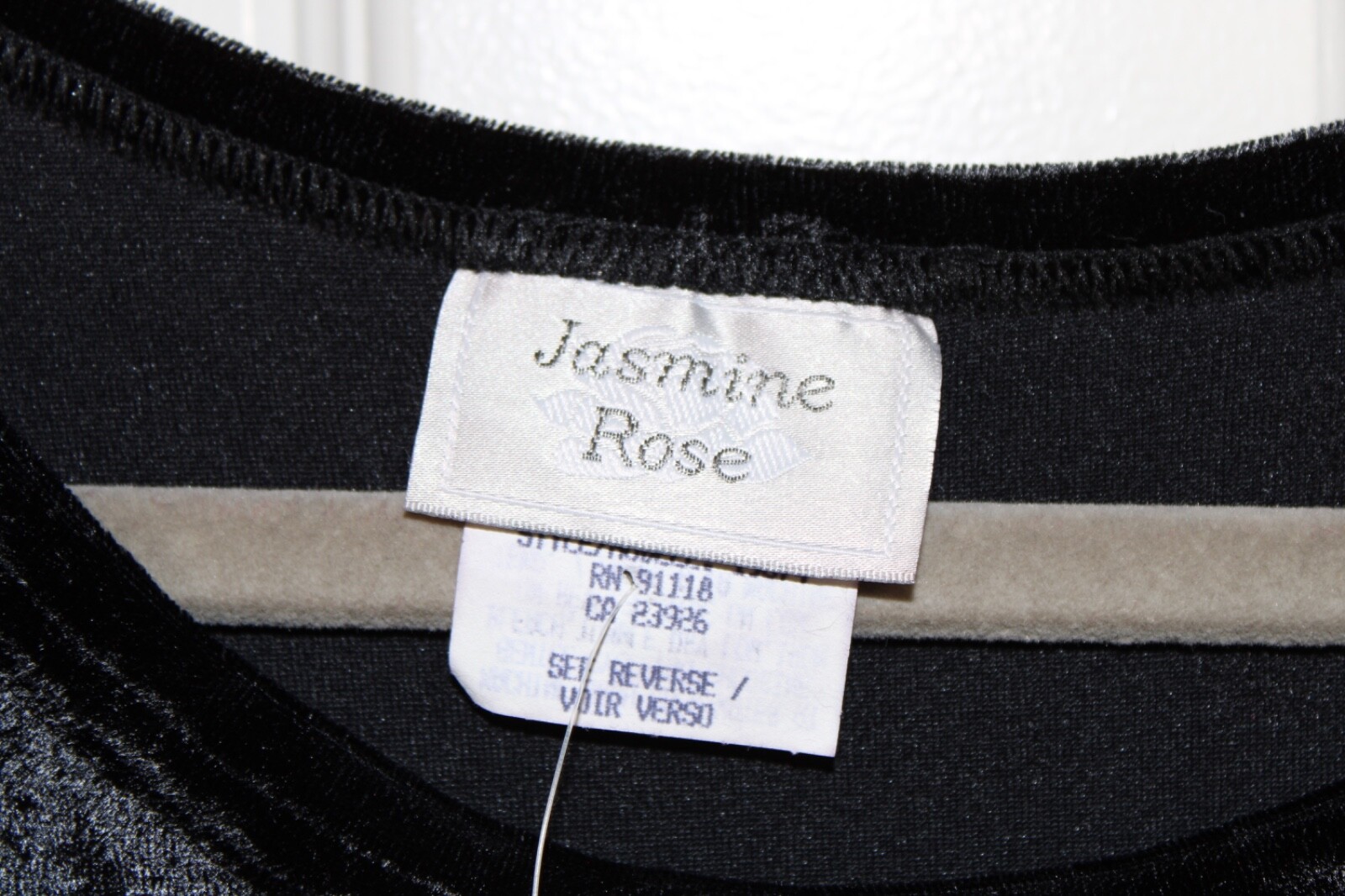 VTG 80s NWT Jasmine Rose Black Crushed Velvet Long Sleeve Maxi Dress Size XL/16