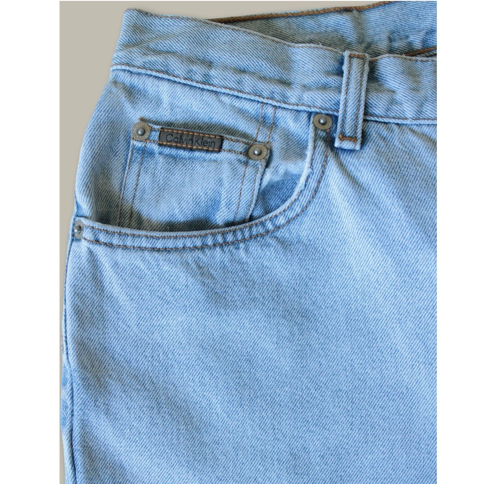 Calvin Klein Vintage High Rise Straight Leg Jeans Size 12 Light Blue Enzyme Wash