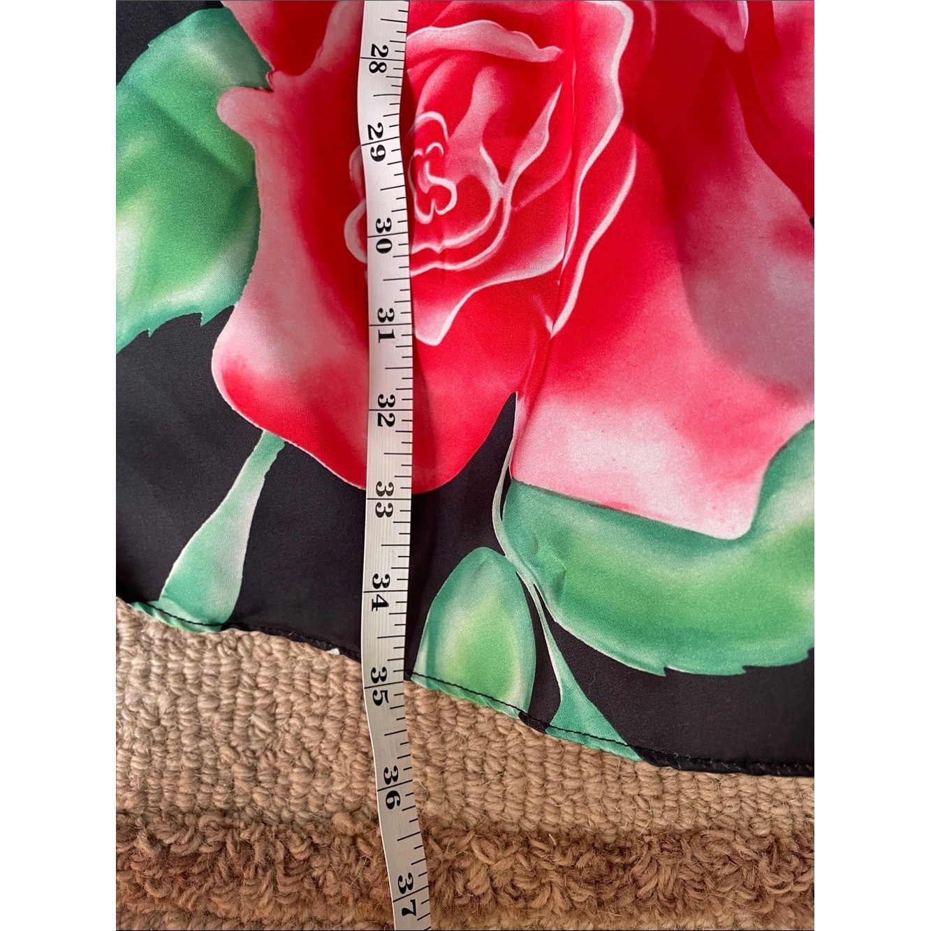 NWT Vintage 80a Superstition Strapless Rose-Print Midi Dress Red Green Black Sz8