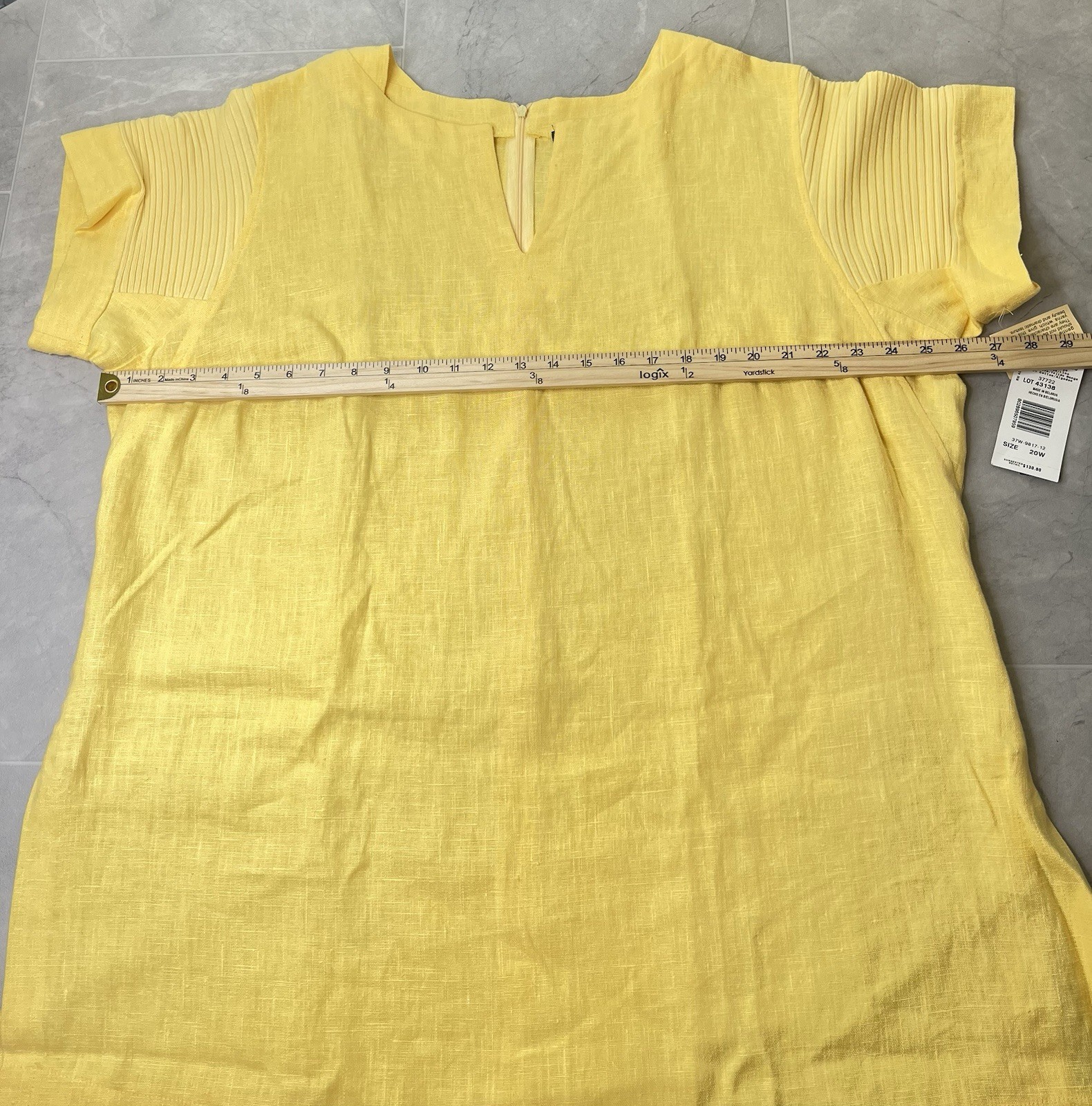 Harve Bernard by Benard Women’s Top Blouse Size 20W linen Back Zip Yellow New