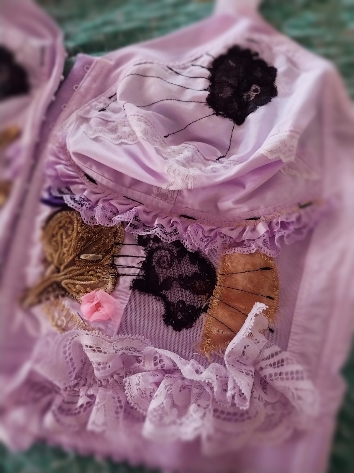 VTG BULLET BRA WAIST NIP PURPLE BURLESQUE AVANT 44 DD POINTY BUSTIER TOP GLAM OT