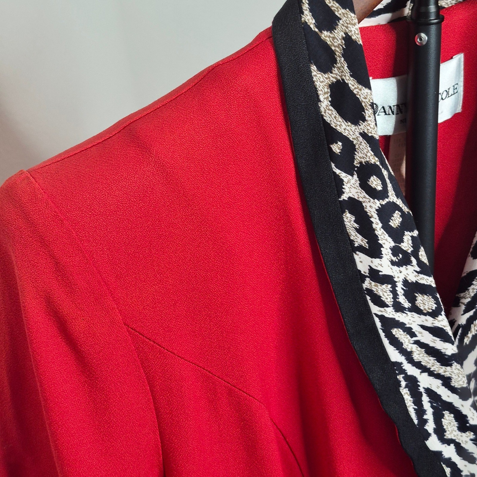 Vintage 80s Danny & Nicole Red Dress Animal Print 8 Made in USA Maximalism Retro