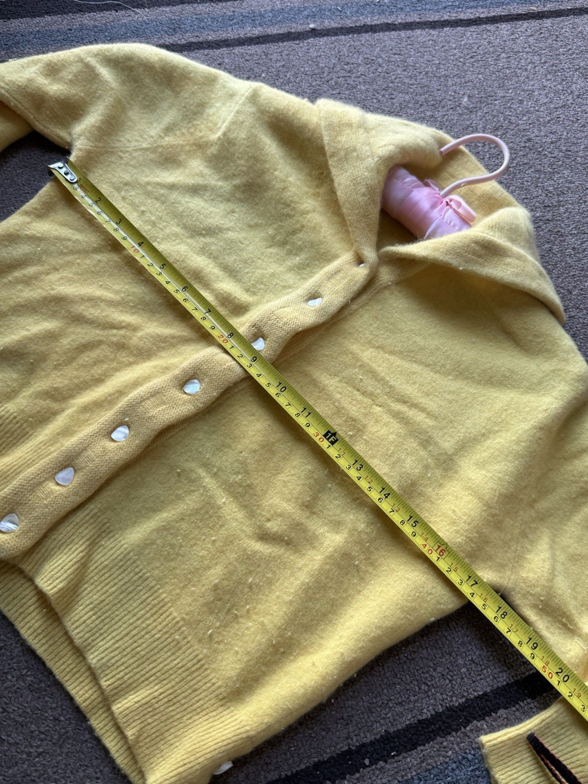 Vintage 1940s 1950s Wool Cardigan Sweater Button Up Rockabilly Womens Yellow