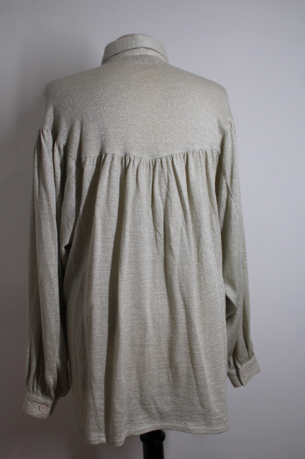 Vtg 80s Marc D’Alcy L Silk Blend Knit Sequin Bead Western Style Shirt Top