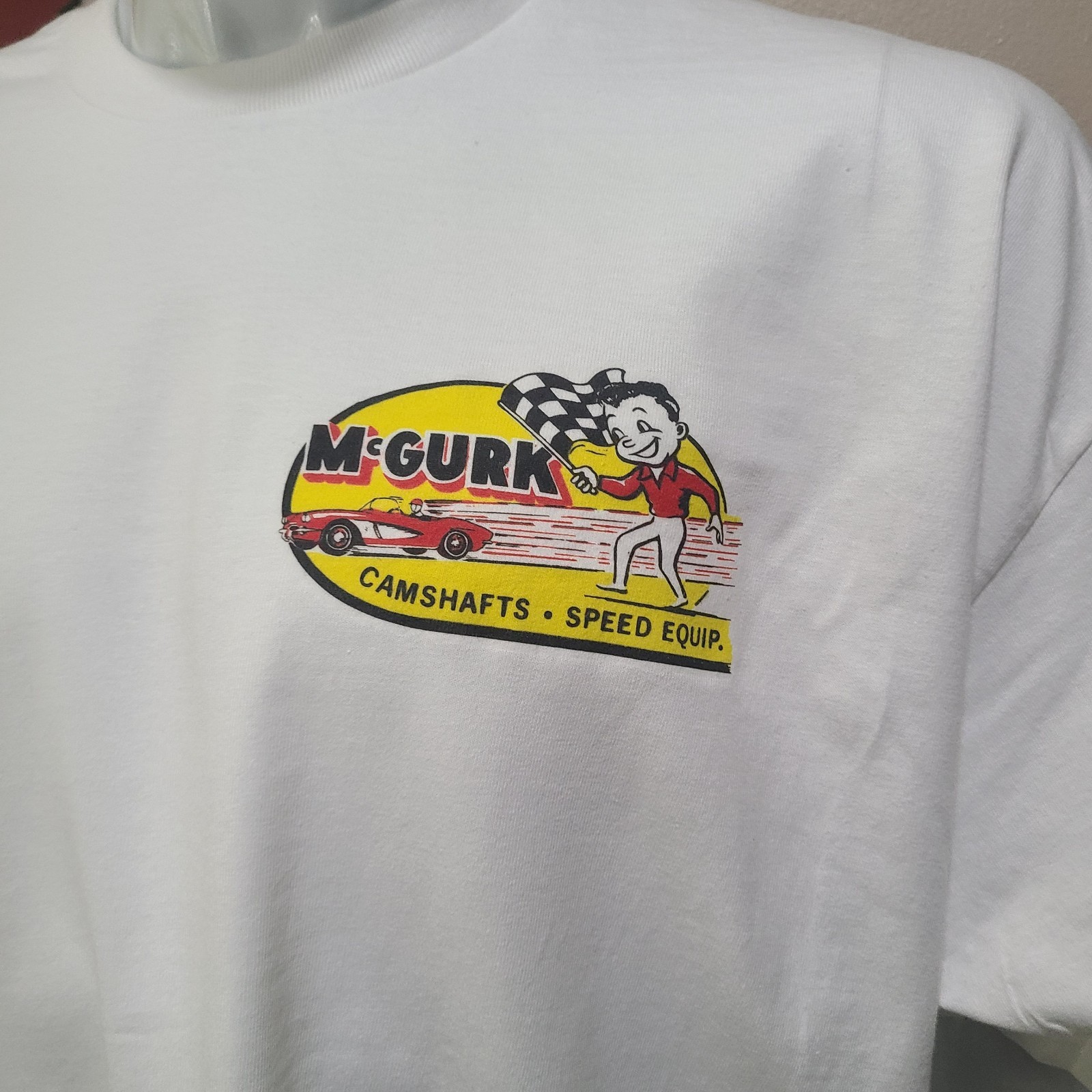 Vintage RACE/GASSER/DRAG T-shirt Mc GURK CAM SHAFTS SPEED EQUIPMENT.