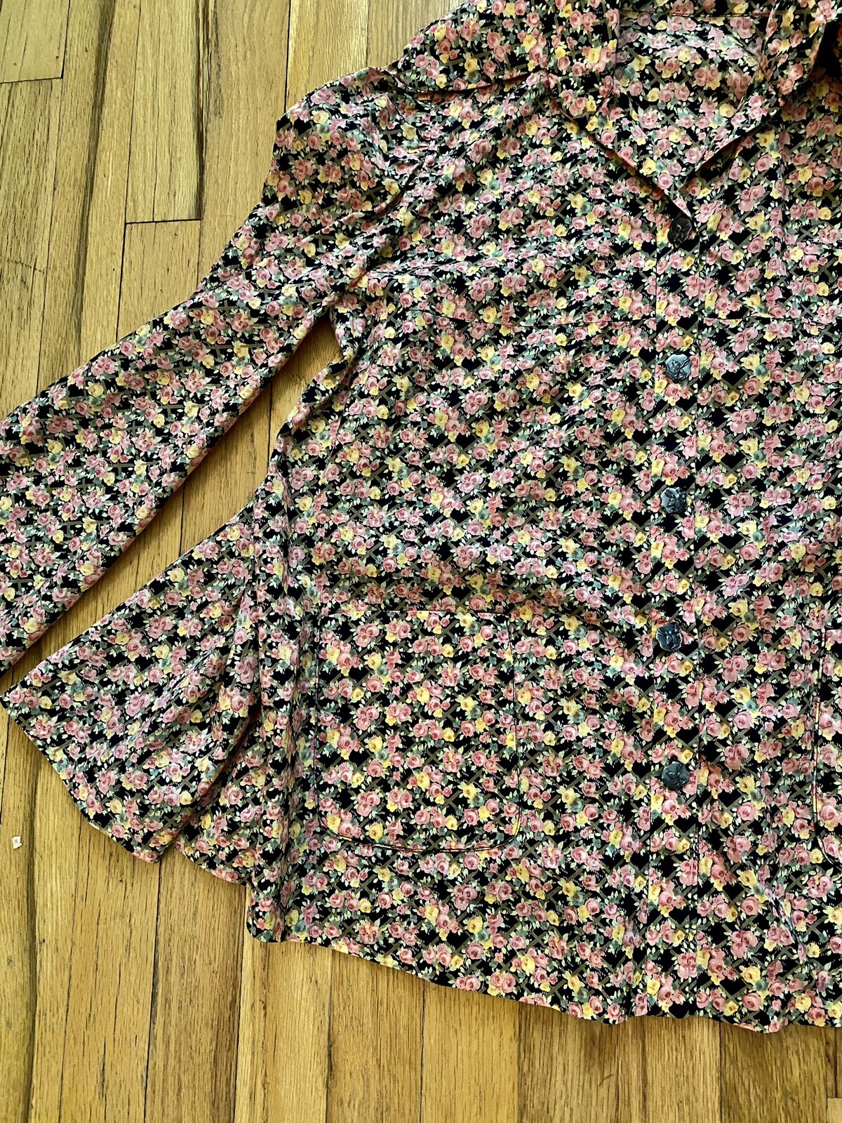 Vtg 1970 Liberty of London Blouse Pockets Pewter Rabbit Buttons RARE
