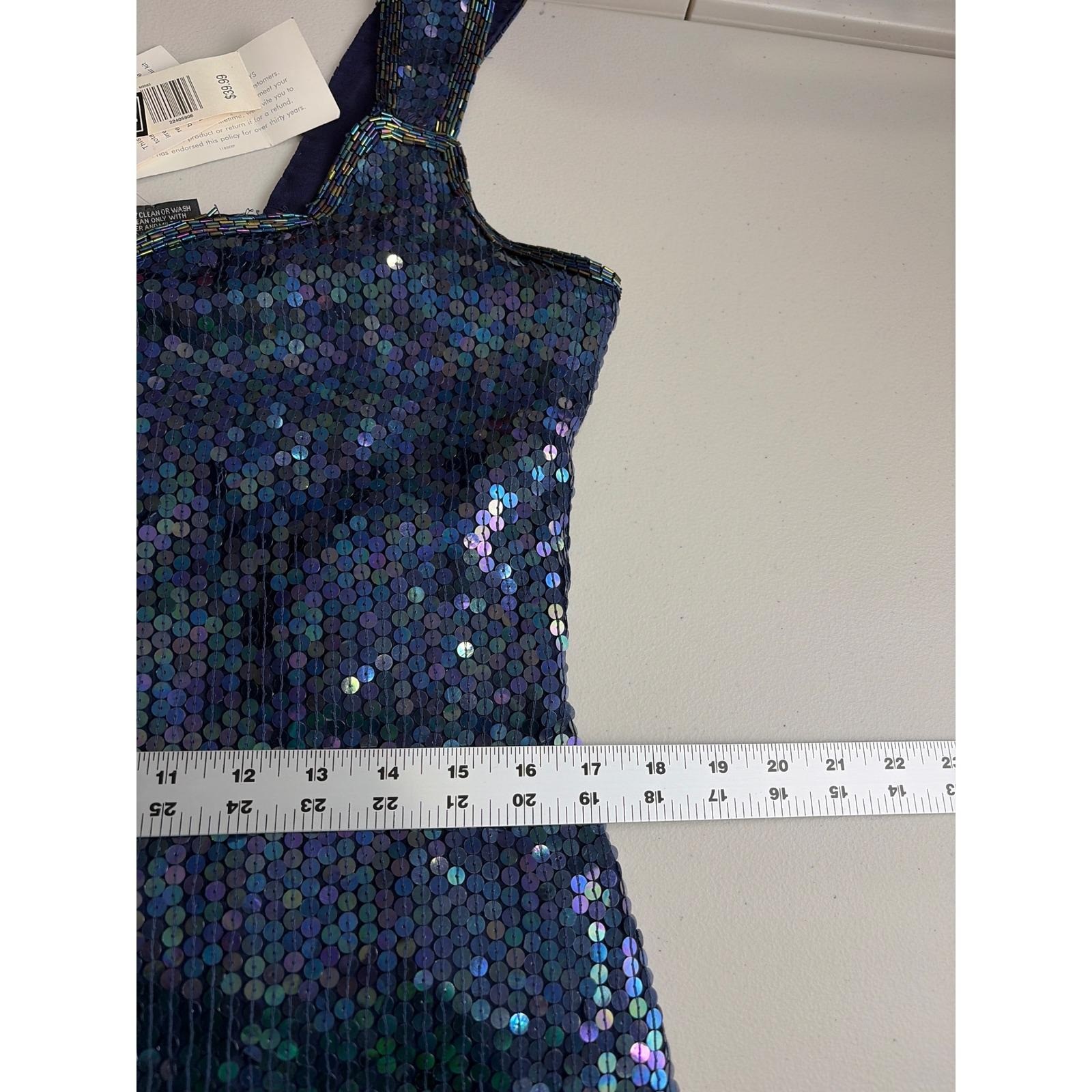 Vintage Expressions Silk Sequin Mini Dress Iridescent Blue Party Dress 12