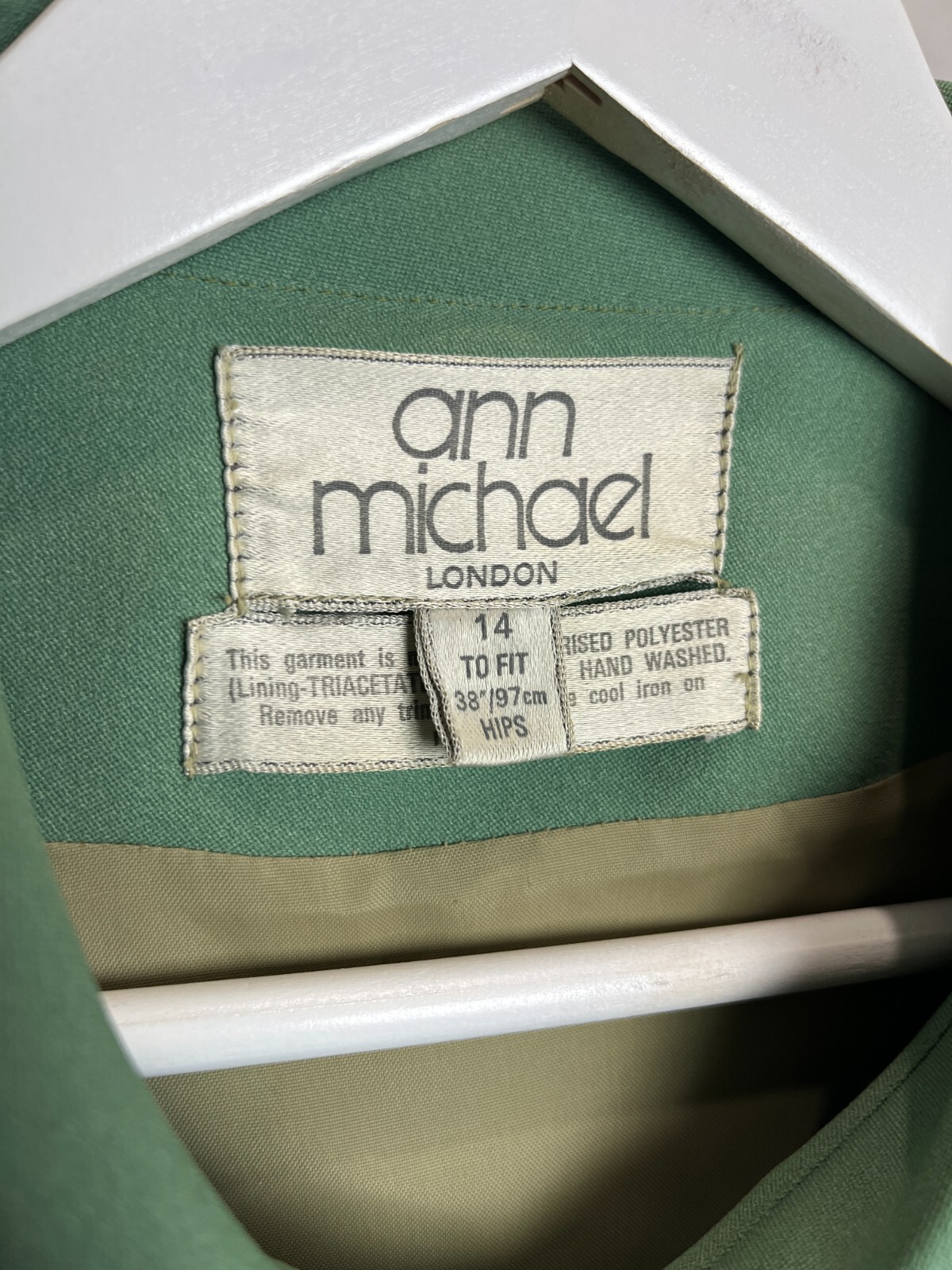 Vintage 60s/70s Ann Michael London Designer Dress Green size UK 14 US 12 M