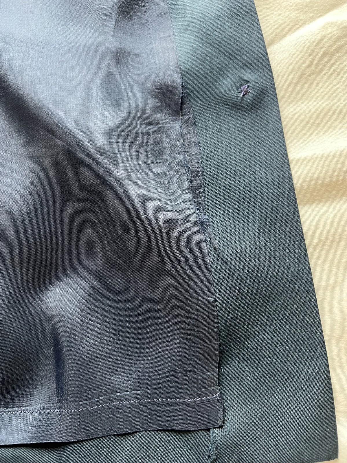 Vintage Navy Button Up Pencil Skirt – Blue Silk Cotton, Wiggle, Secretary Preppy