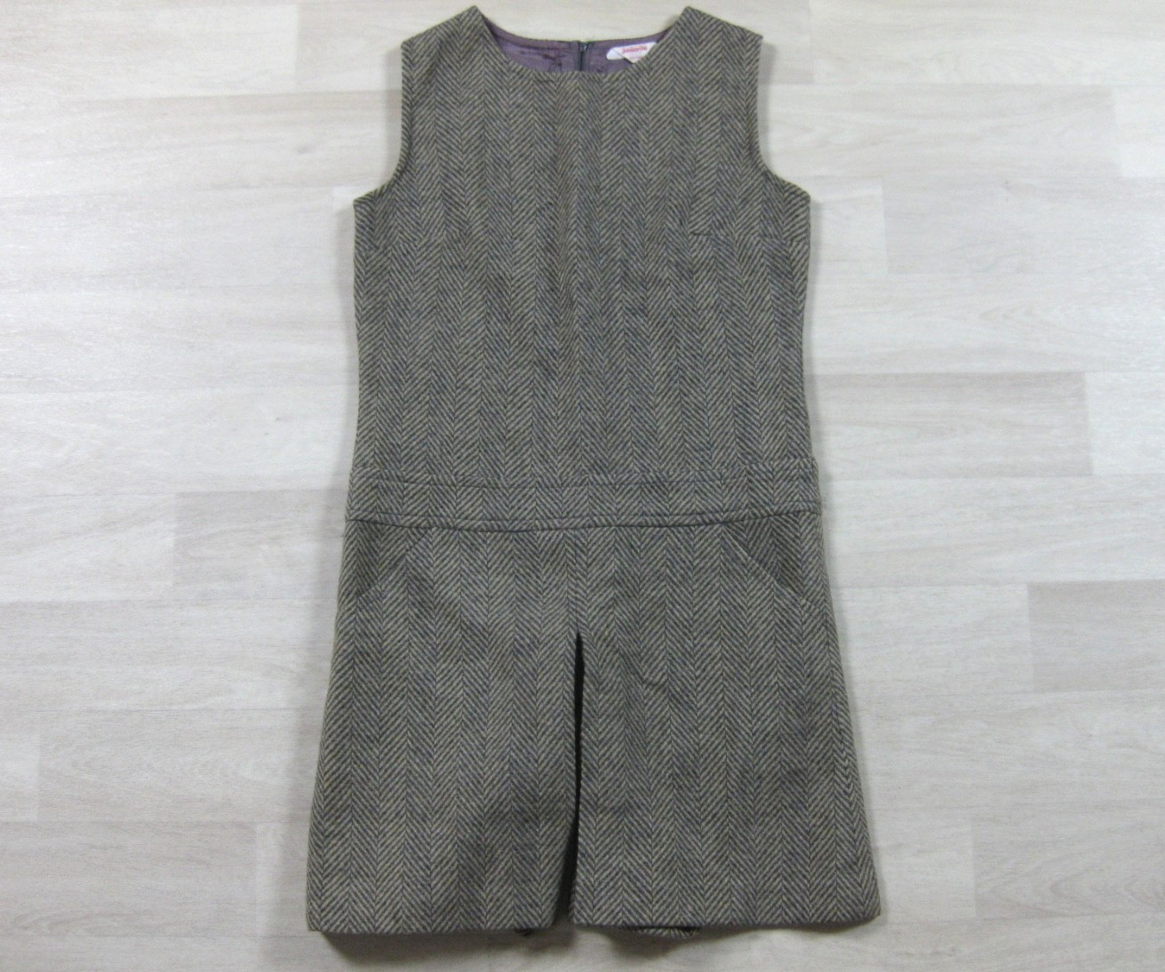 Vintage 60s Juniorite Mod Romper Dress (S) Playsuit Herringbone Pockets