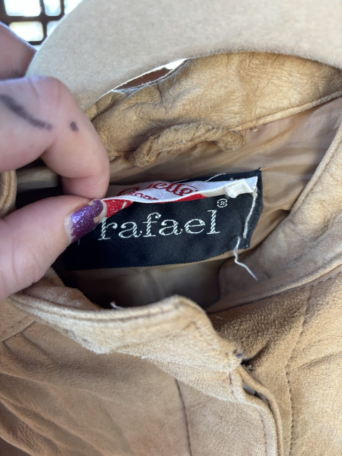 Vintage Leather Jacket Soft Tan Rafael Women’s Size 6 Button Up Pockets Lined