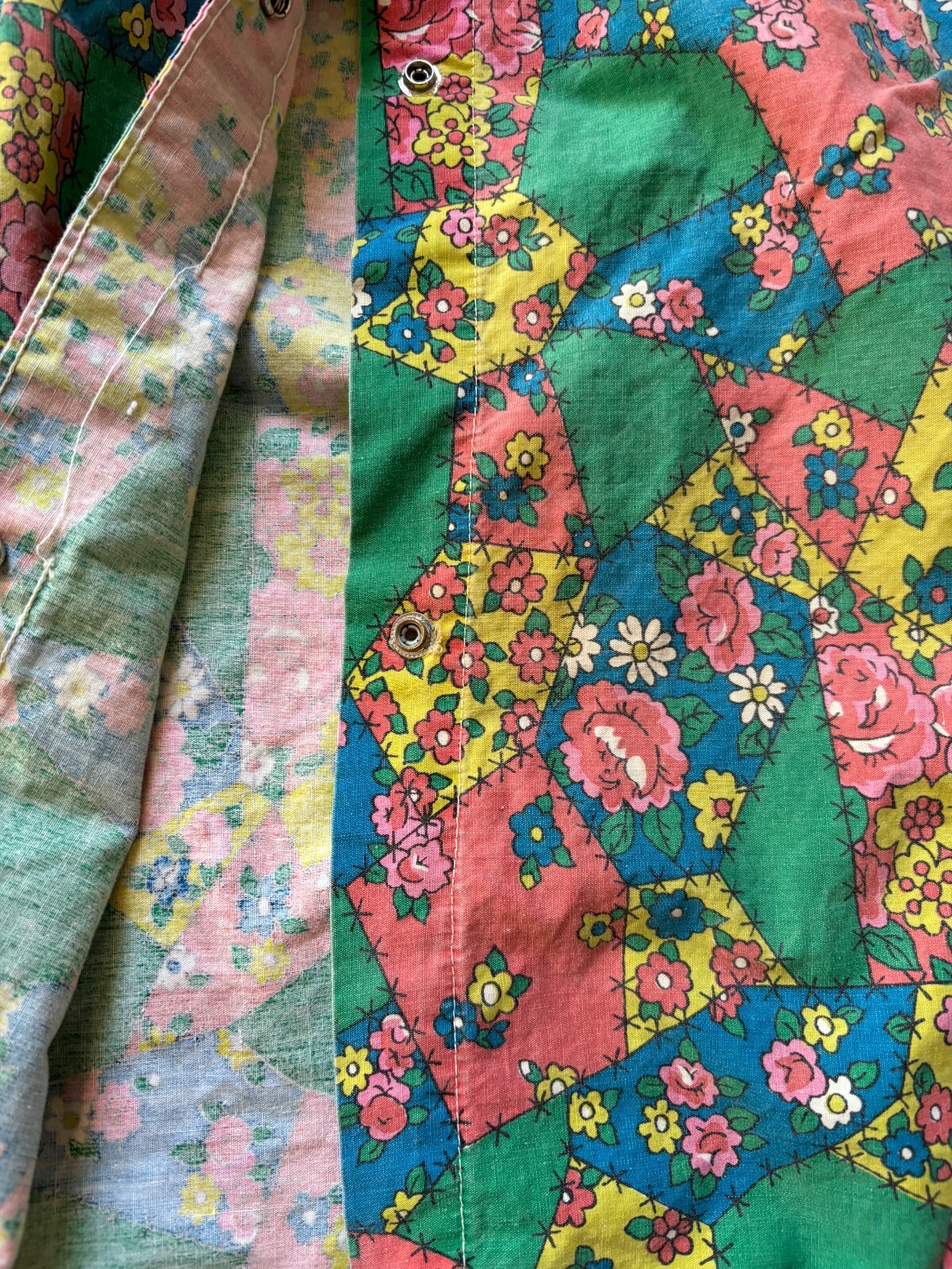 VTG 70s Handmade Muu Muu Floral House Dress, Overall Pattern Pocket Snaps