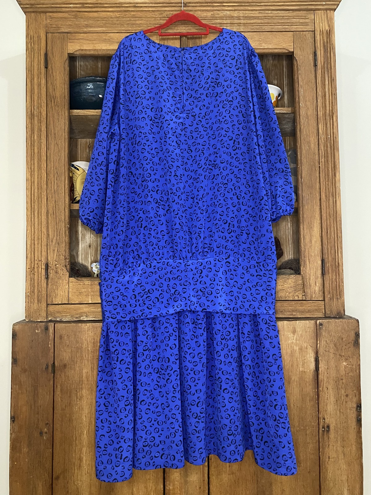 80s Blue Drop-Waist Dress Size 16/18