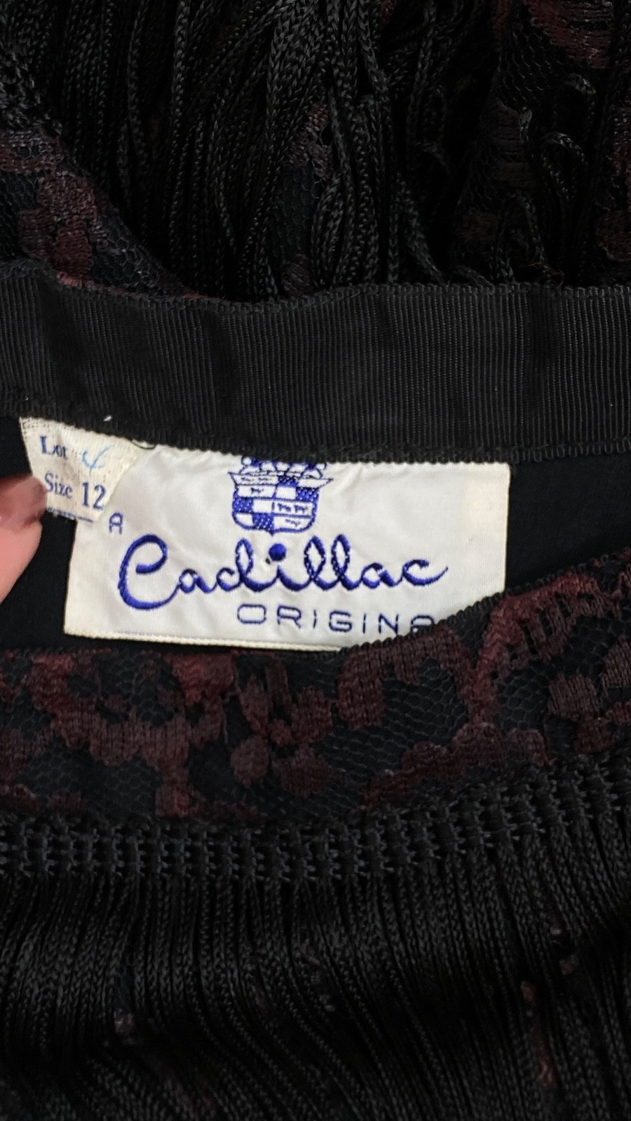 Vintage 1950s black lace fringe wiggle skirt XS pencil high waist midi