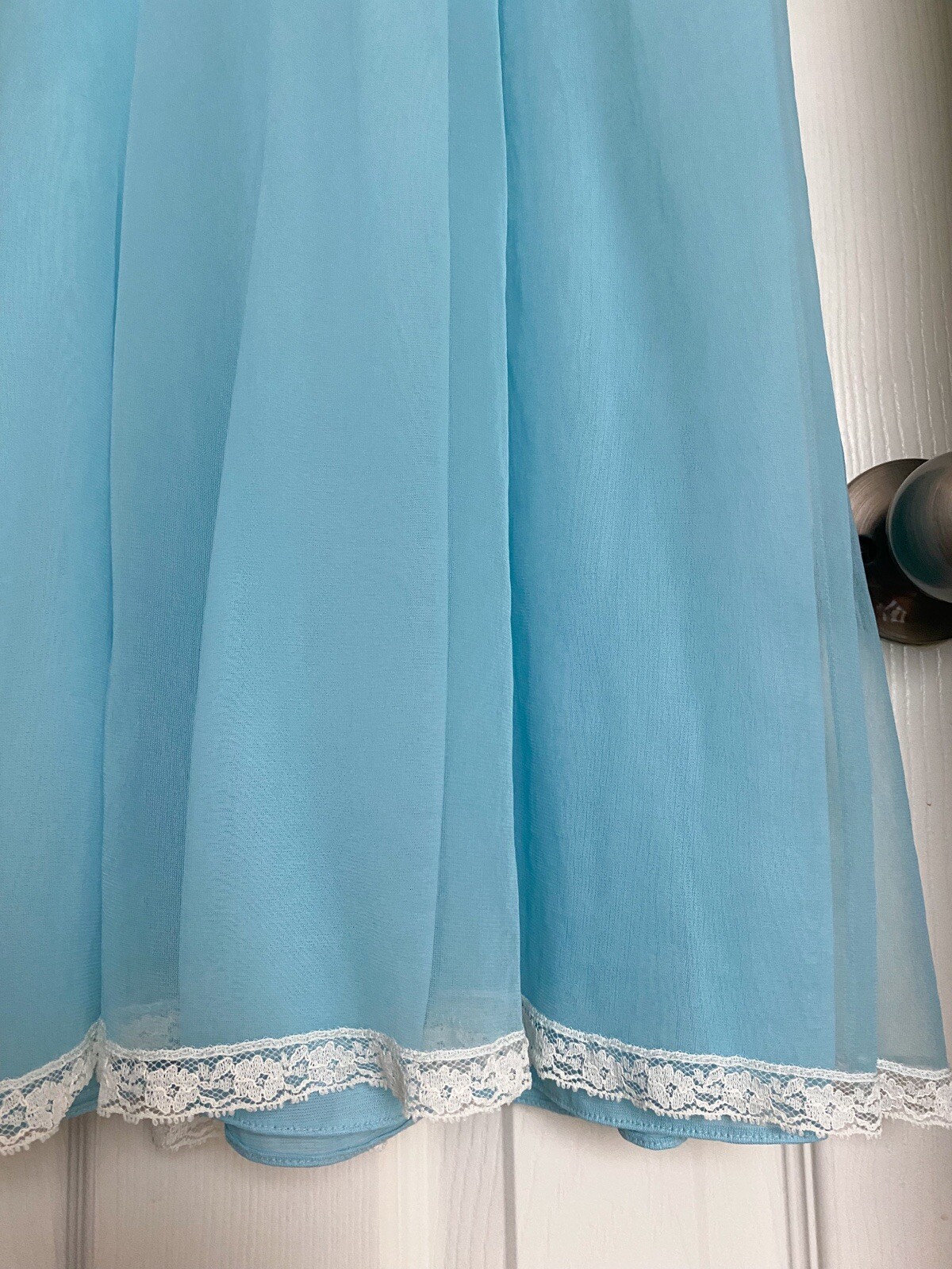 Vintage Lisette Al Sterling RARE Gown Peignoir Set Sky Blue Nylon Coquette Small