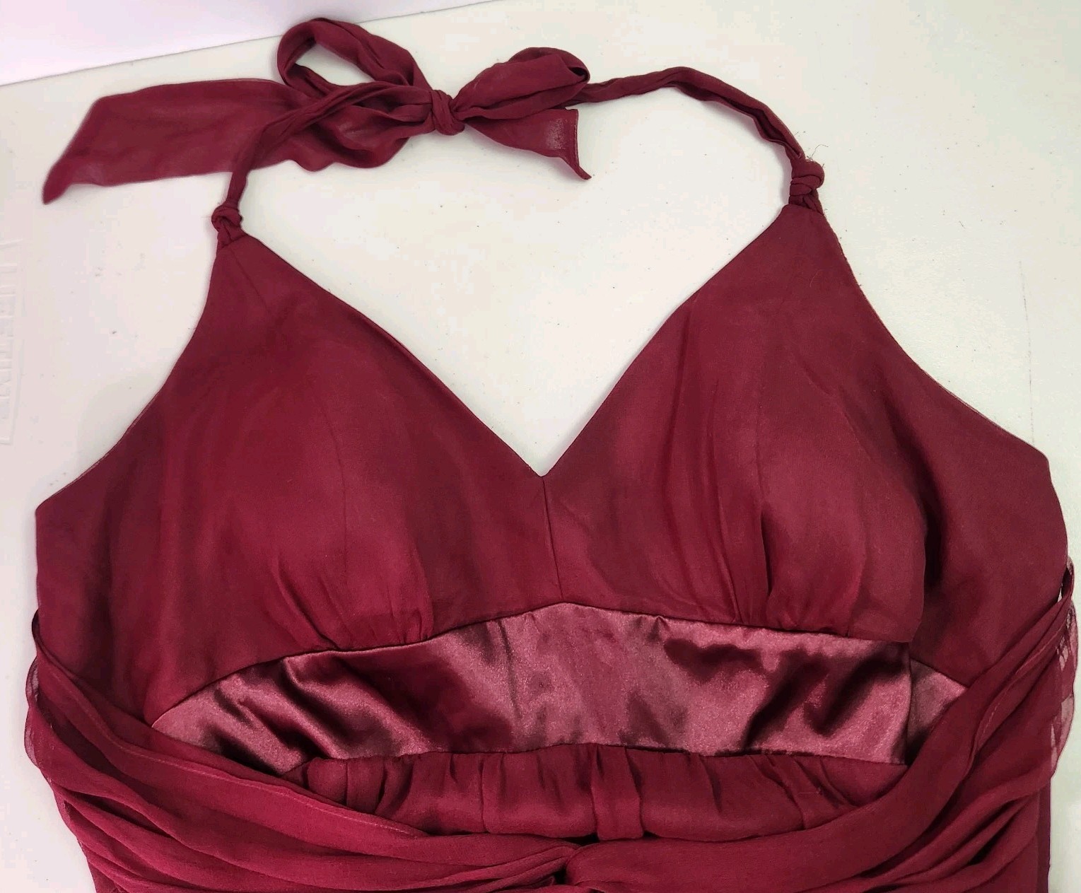 Vintage/Y2K Midnight Velvet Burgundy 100% Silk Halter Midi Dress Fairy Whimsical
