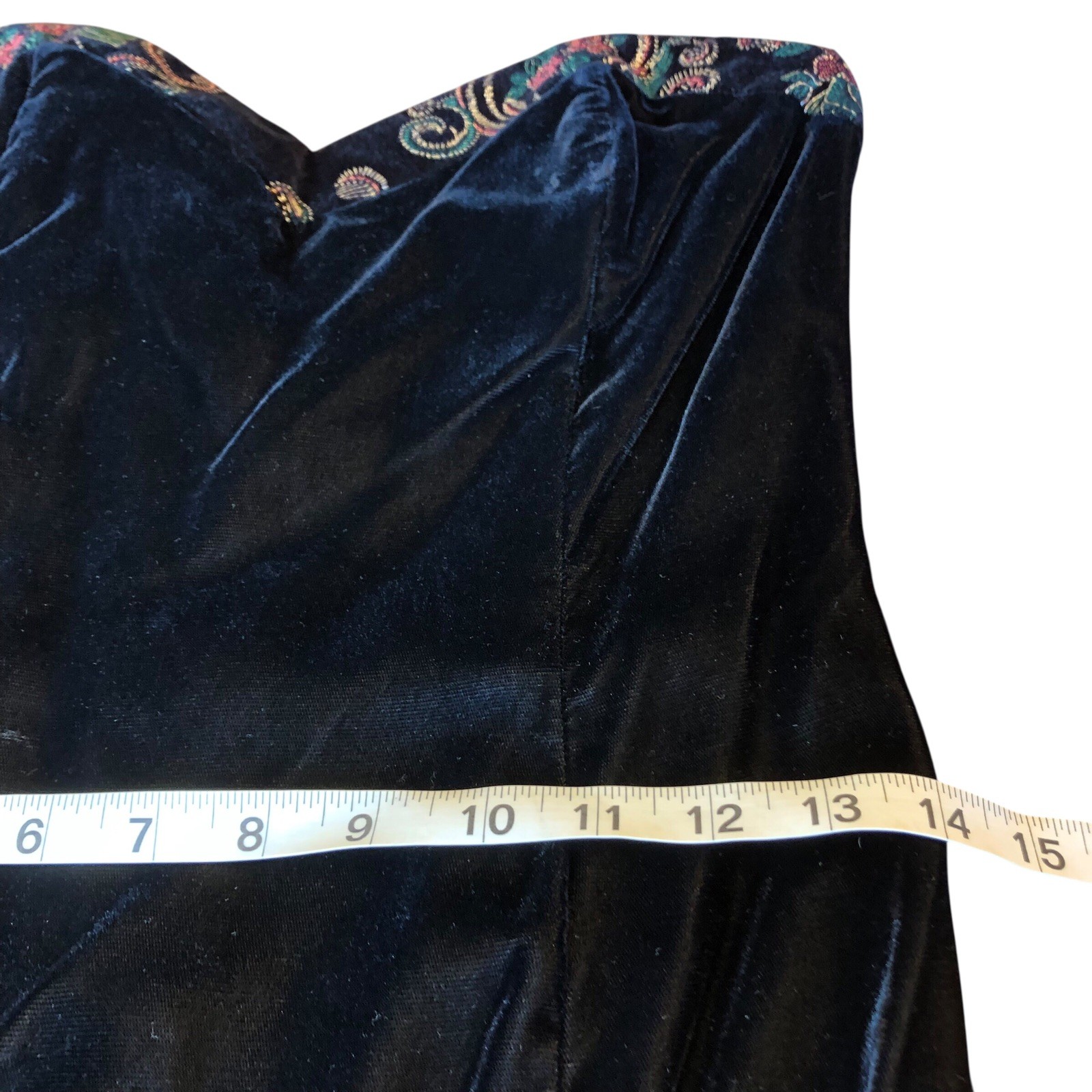 Vintage Velvet Mini Dress Strapless 6 Black Evening Cocktail Glam McClintock NEW