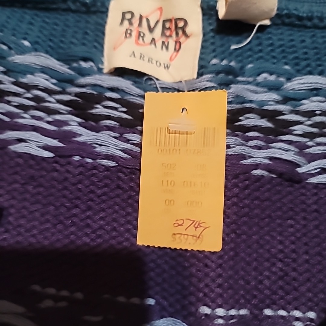 NWT Vintage 90’s Hand Loomed River Band Arrow Cotton Fair Isle Western Sweater