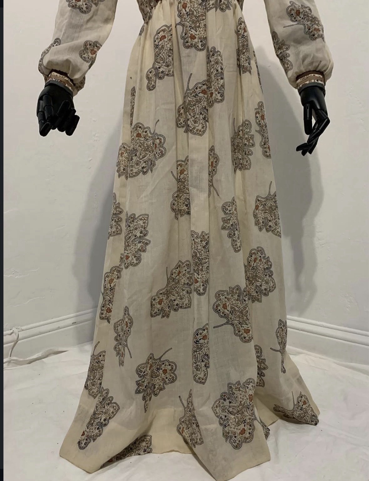 Vintage 70s Leslie Fay Floral Maxi Dress Boho Prairie Button Front