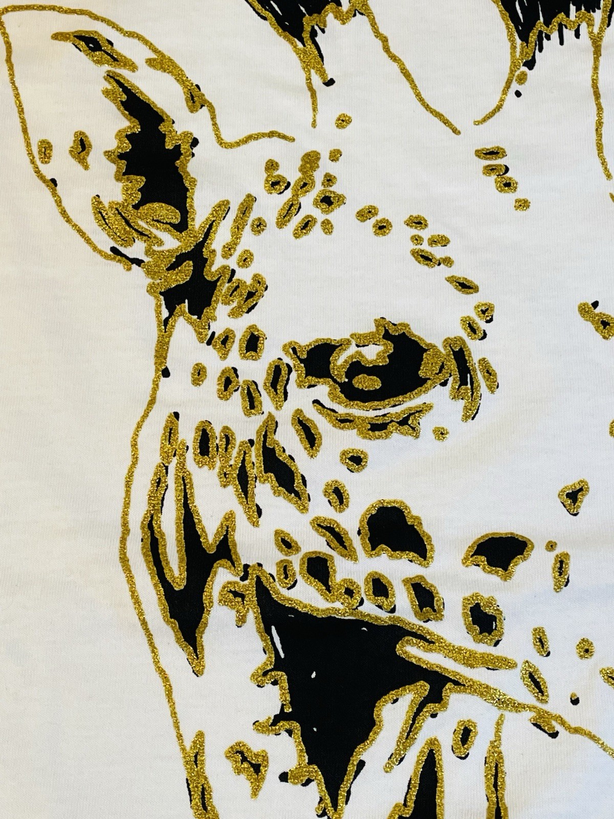 Vintage Single Stitch Screen Stars Women’s Large White Gold Sparkle Giraffe Tee