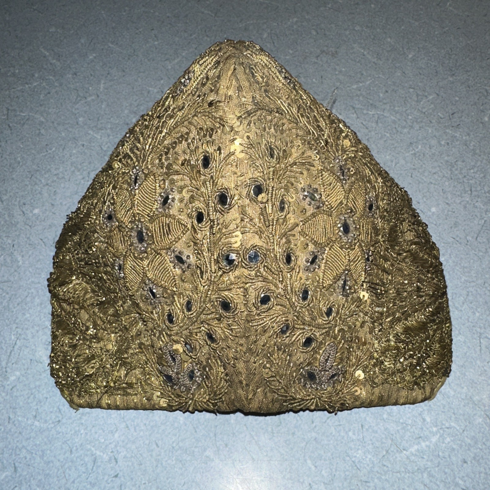 Antique 18th Century Fine Woman’s Hat Coif Gold Floral Designs European Beaded