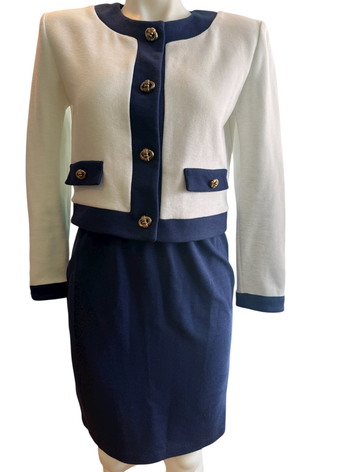 Vintage All That Jazz 2 Piece Skirt Outfit Sz 5/6 Blue/White Pre-Owned Excellent
