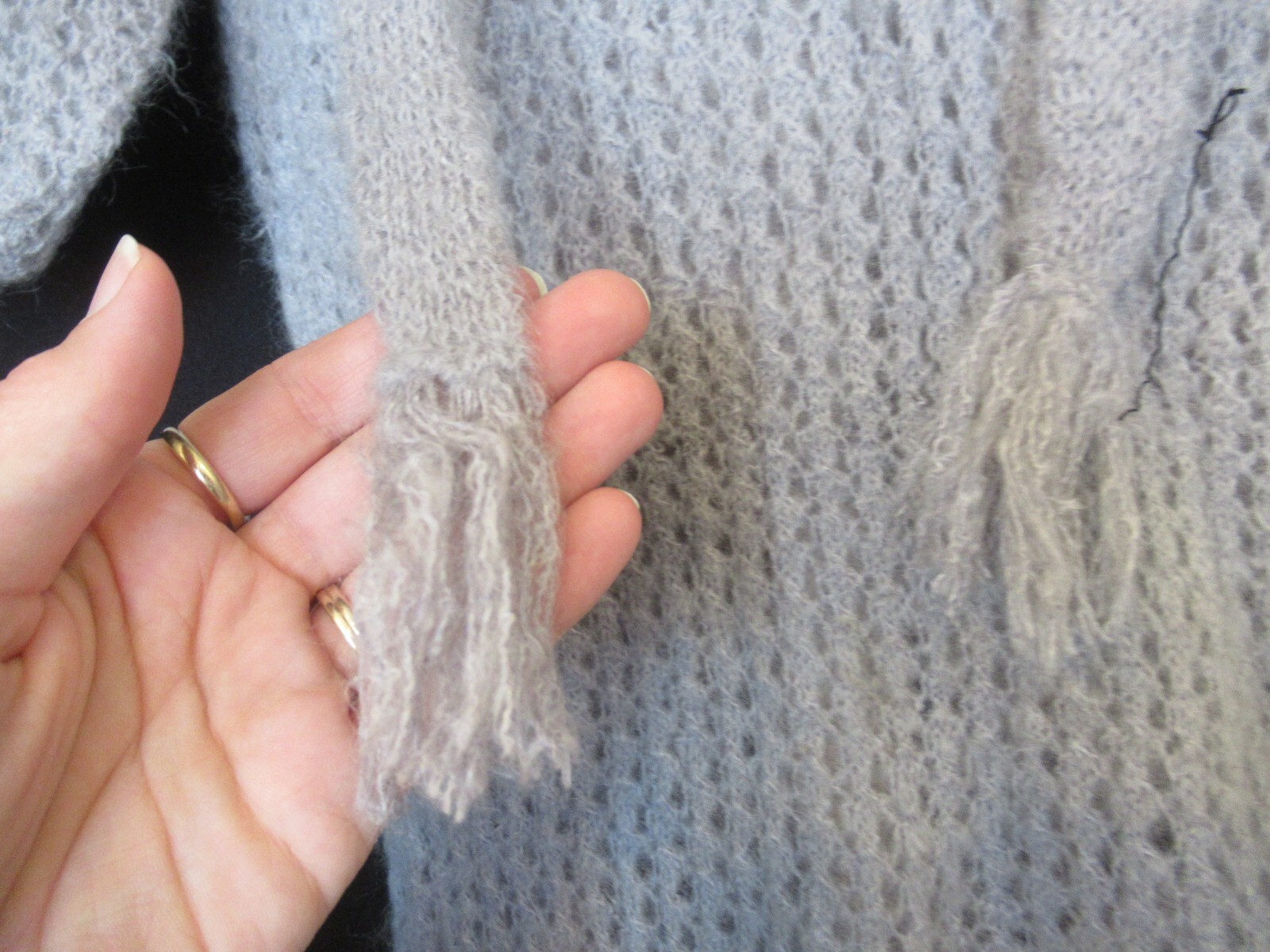 Gray knit shift dress and matching slip, c. 1960s, 32″ chest