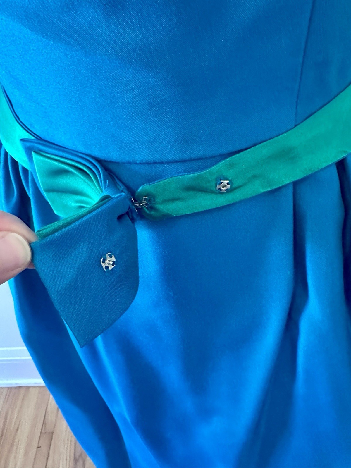 Emma Domb Vintage 1950s Party Prom Dress Floor Length Electric Blue Size 15