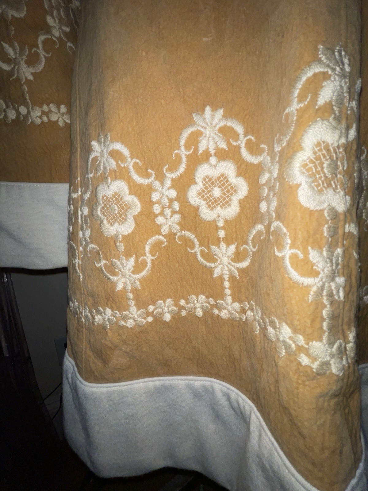 Mod Late 60s Early 70s Vintage Women’s Tan Velvet and Wool Embroidered Coat