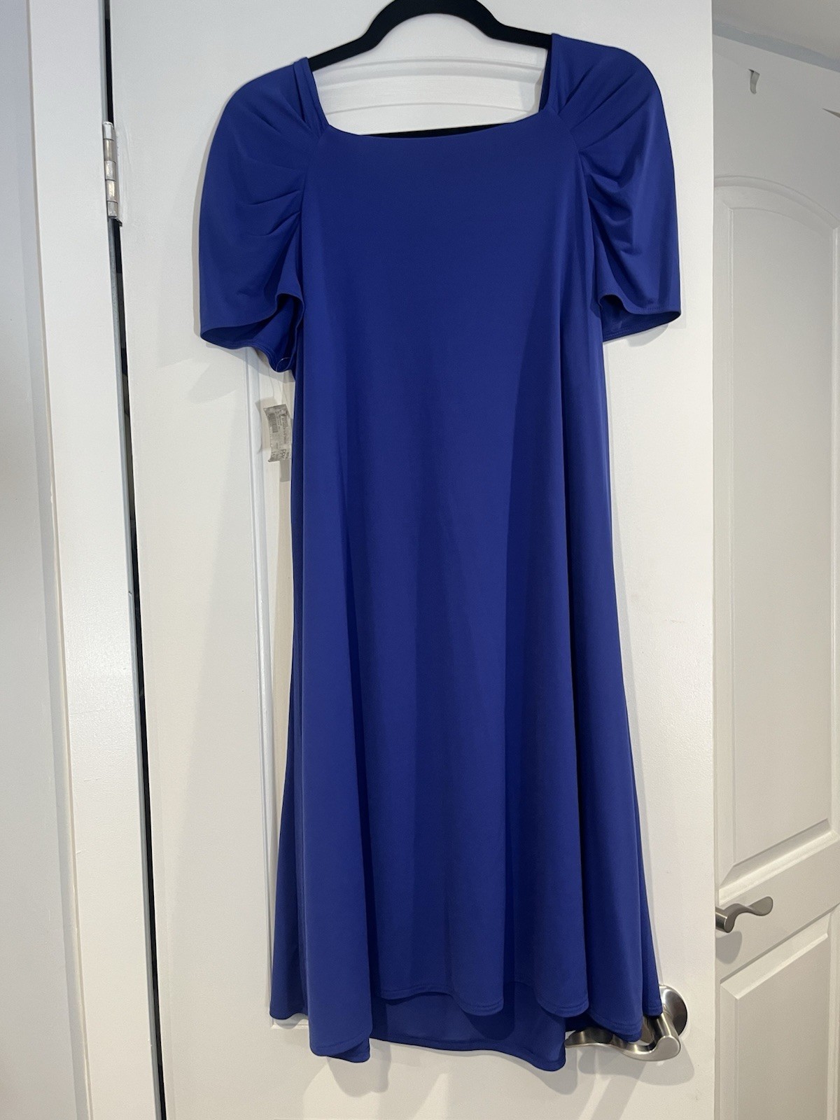 Mary McFadden Vintage XL Dress NWT Blue Short Sleeve Office Comfortable Formal