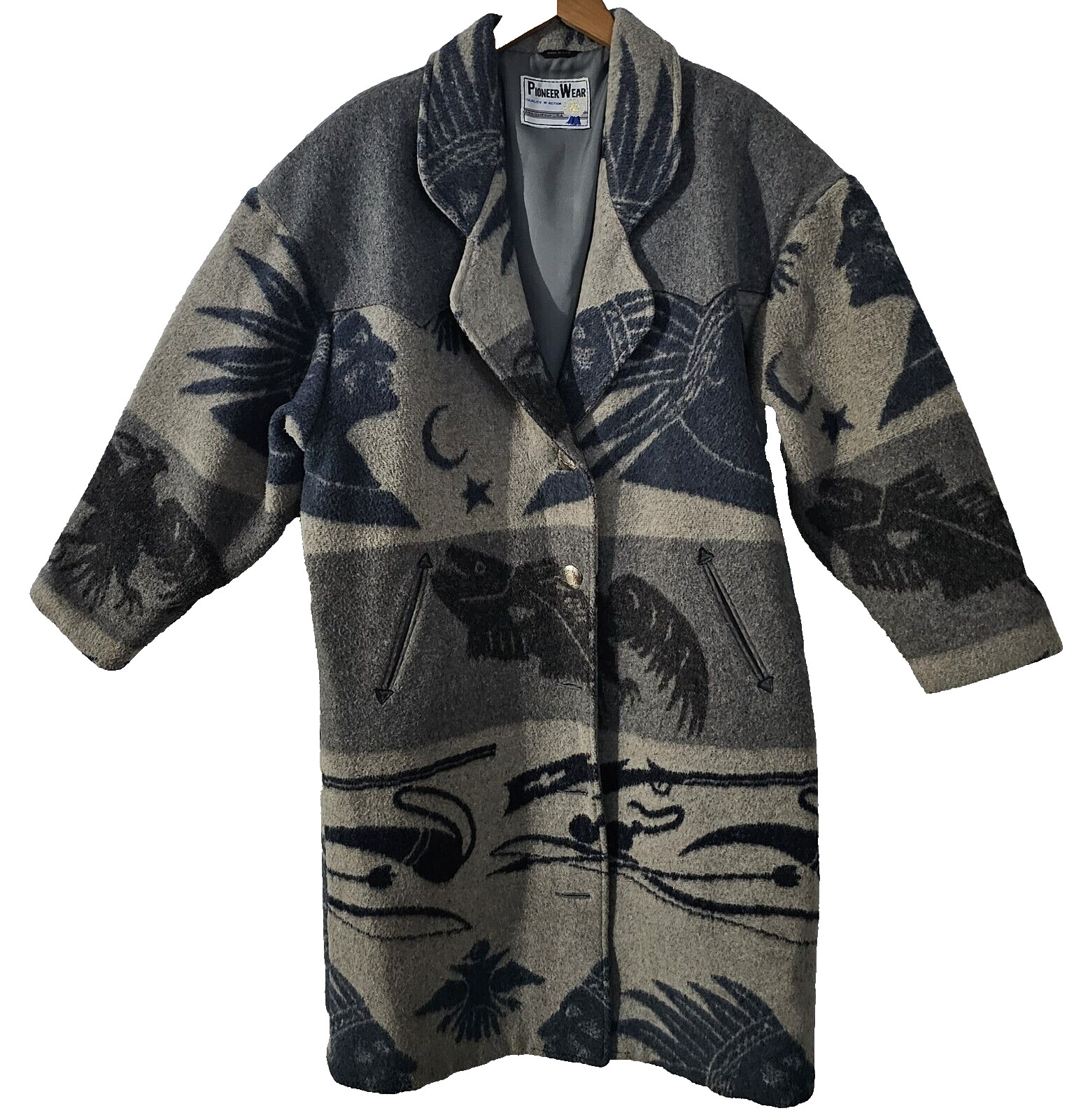 PIONEER WEAR Wool Vintage Coat Southwestern Native American Prints free size