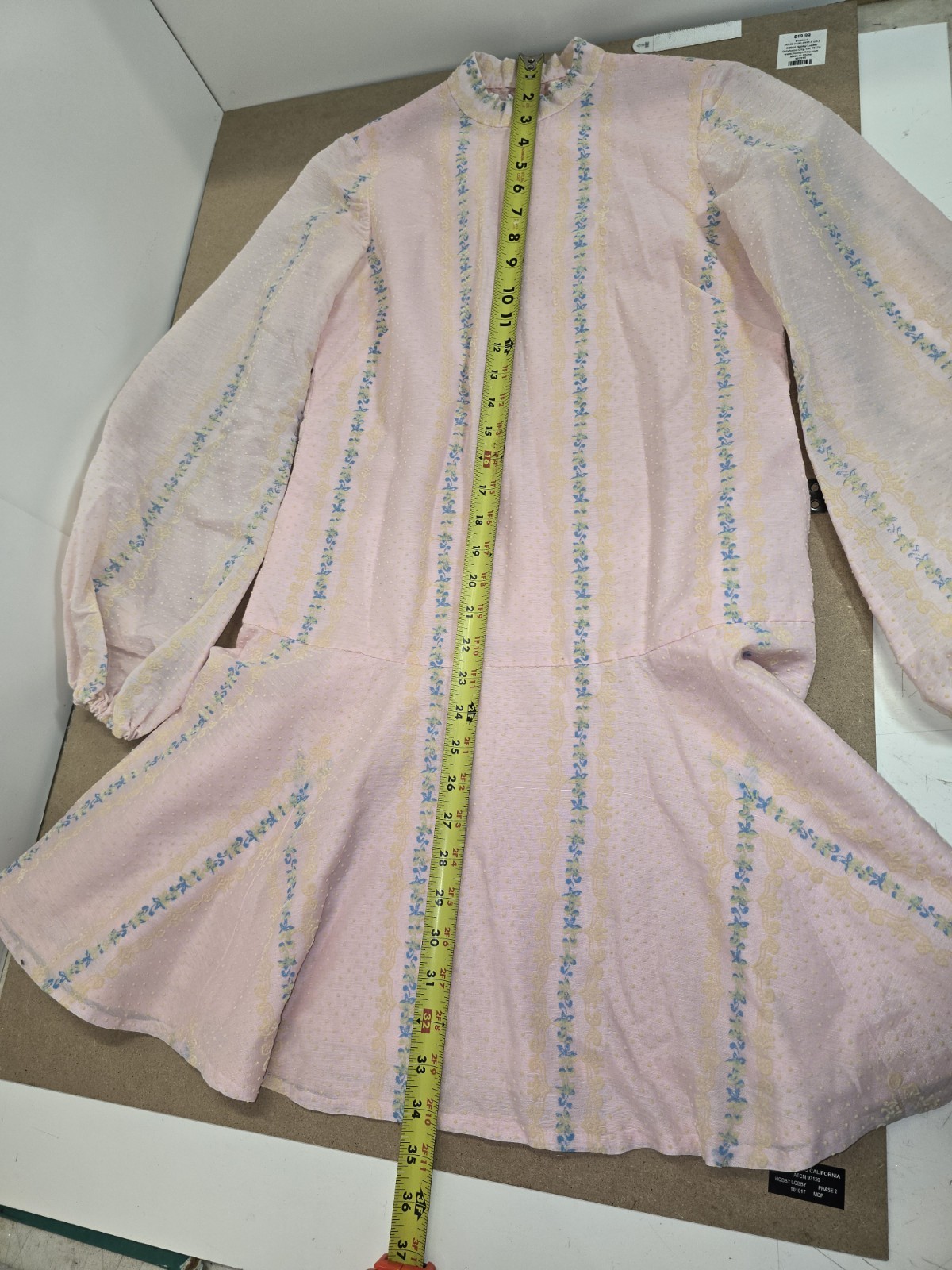 Vintage handmade Pink cotton blue accented Dress