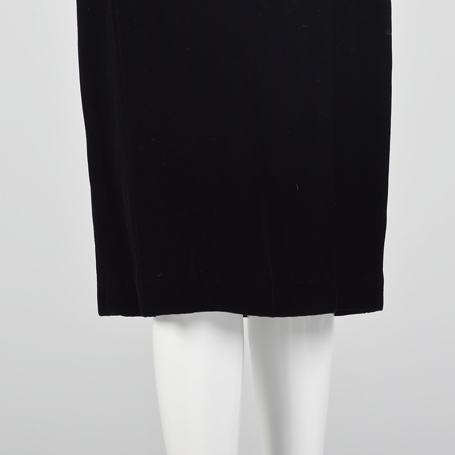 XS 1980s Black Velvet Peplum Dress 80s Does 40s Vintage Puff Sleeve Bow VTG Glam