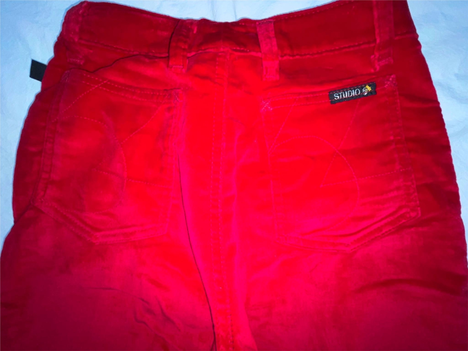 VTG 70S 80S WOMENS 25 X 32 STUDIO 54 DISCO RETRO RED VELOUR FASHION JEANS PANTS