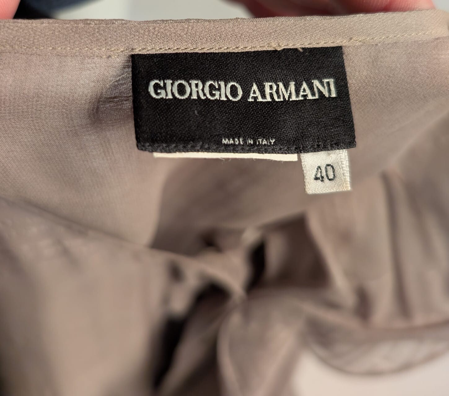 VINTAGE GEORGIO ARMANI SILK CHIFFON BLOUSE W RUFFLED FRONT